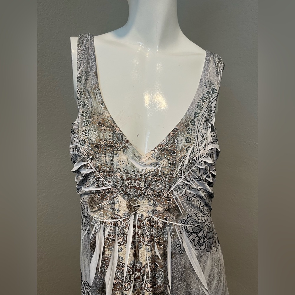 Apt. 9 Women’s Taupe and Grey Sleeveless Paisley Maxi Dress Size L - Picture 2 of 11